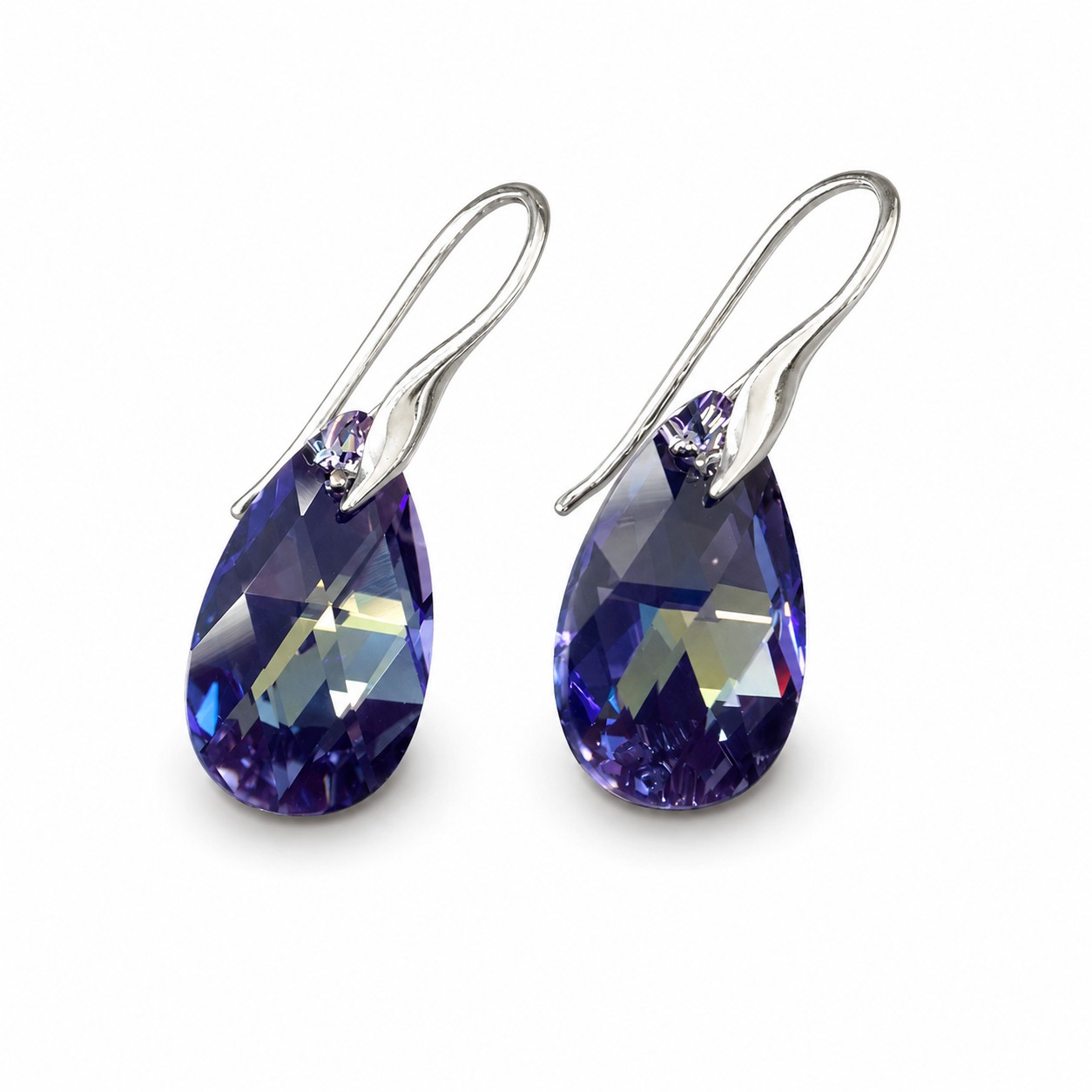 Sidabriniai auskarai moterims DiamondSky „Baroque (Tanzanite AB)„ su Swarovski kristalais