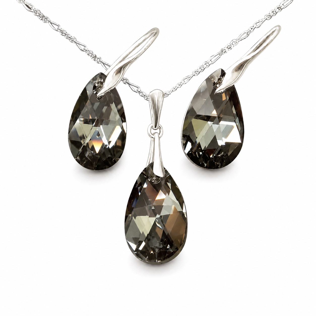 Sidabrinis papuošalų rinkinys moterims „Baroque (Silver Night)“ su Swarovski® kristalais