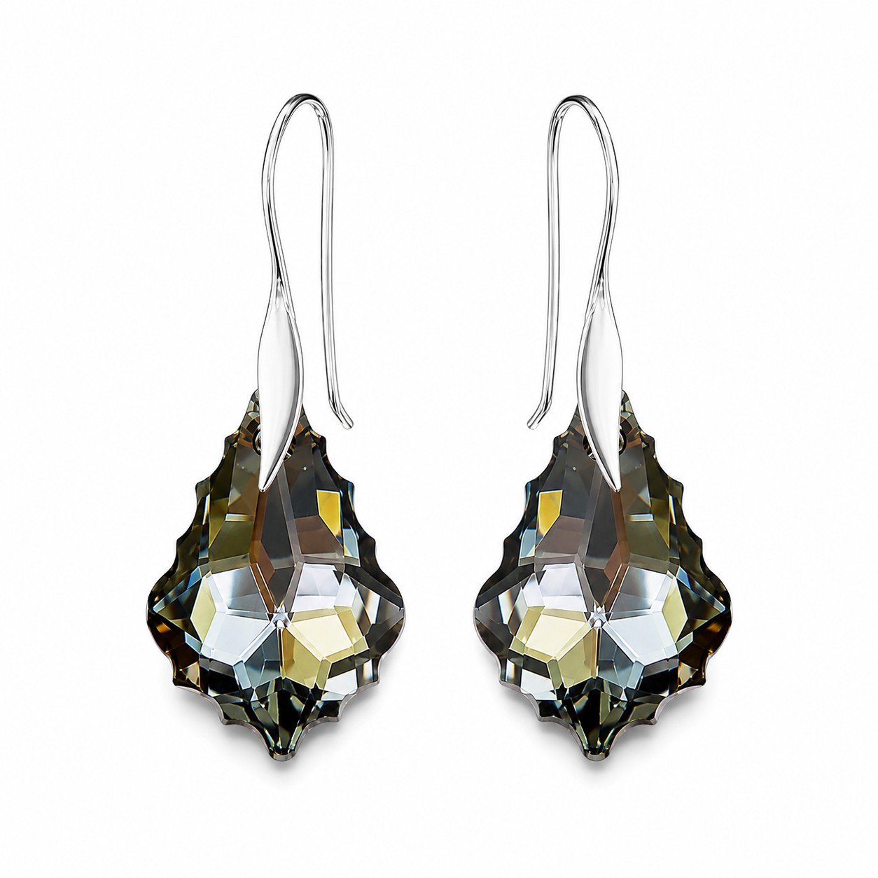 Sidabriniai auskarai moterims DiamondSky „Baroque IV (Silver Night)„ su Swarovski kristalais