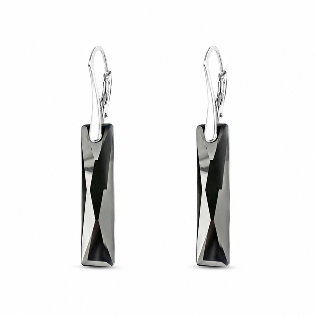 Sidabriniai auskarai moterims DiamondSky „Deluxe (Jet)“ su Swarovski kristalais