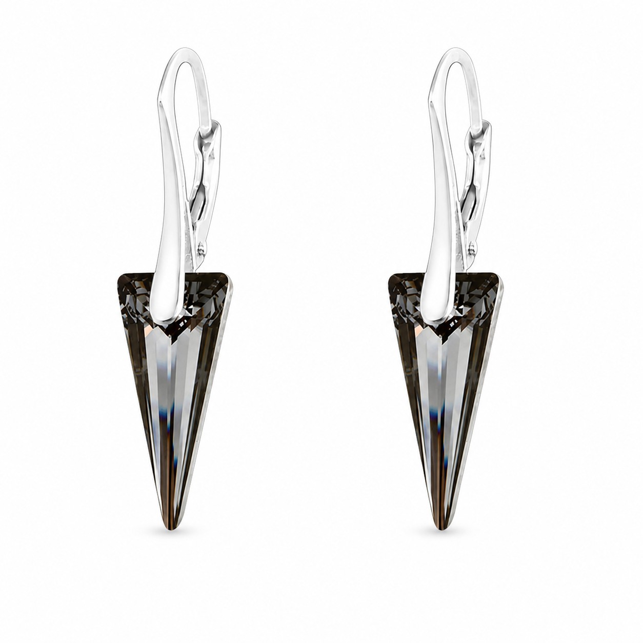 Sidabriniai auskarai „Spike (Silver Night)“ su Swarovski® kristalais