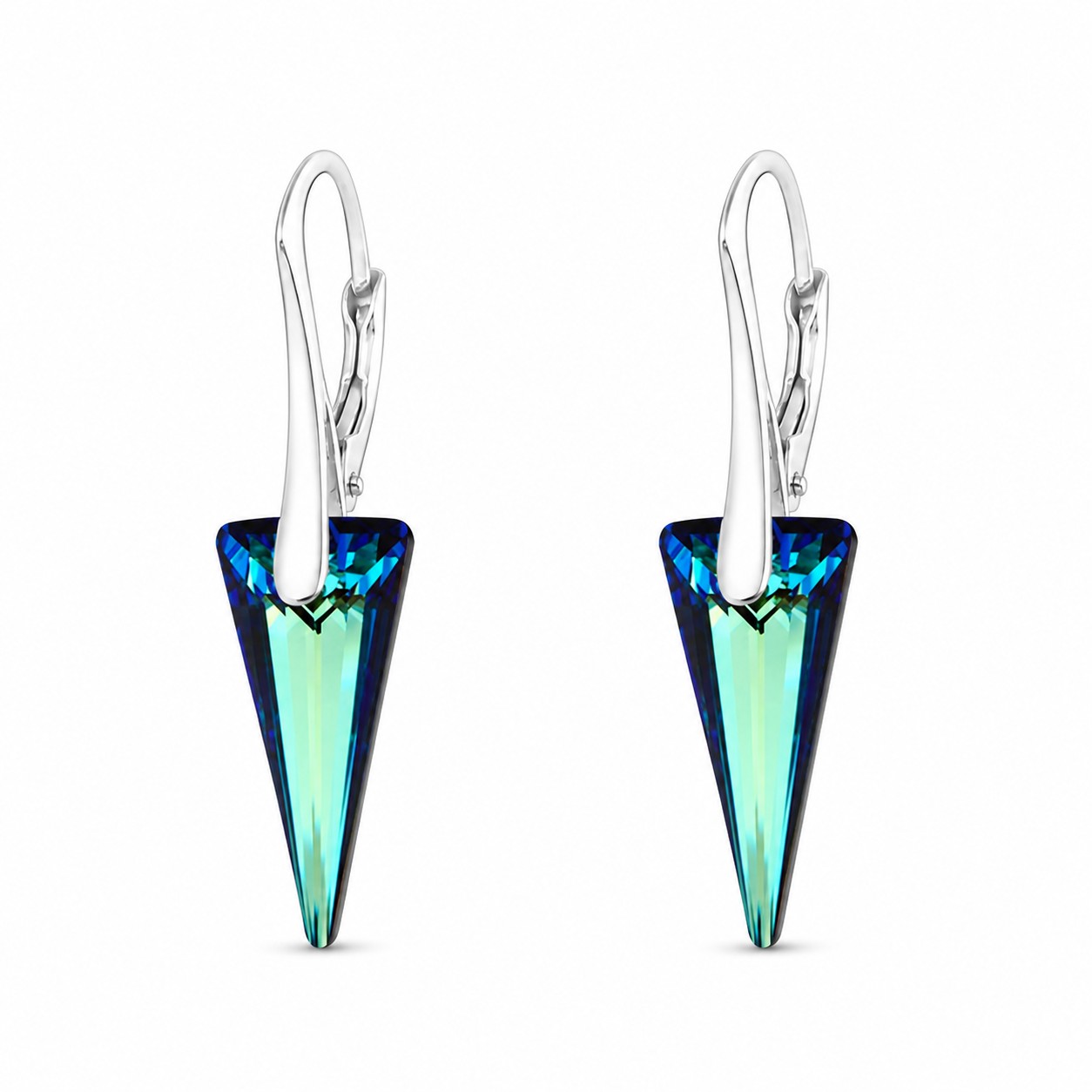 Sidabriniai auskarai „Spike (Bermuda Blue)“ su Swarovski® kristalais