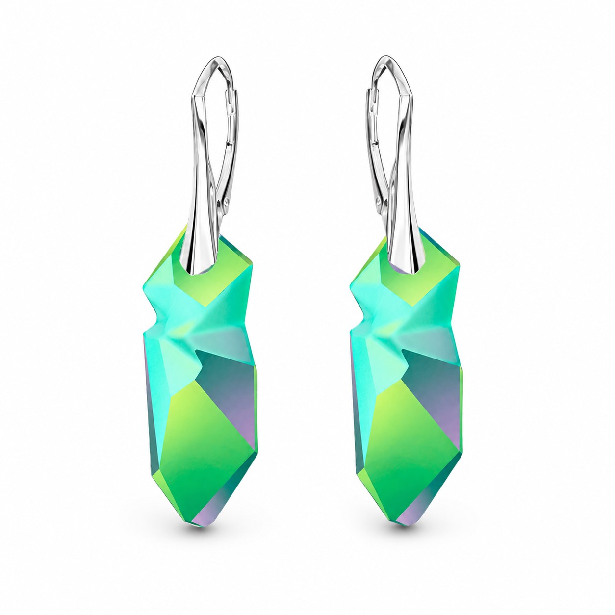 Sidabriniai auskarai moterims DiamondSky „Kaputt (Scarabaeus Green)“ su Swarovski kristalais