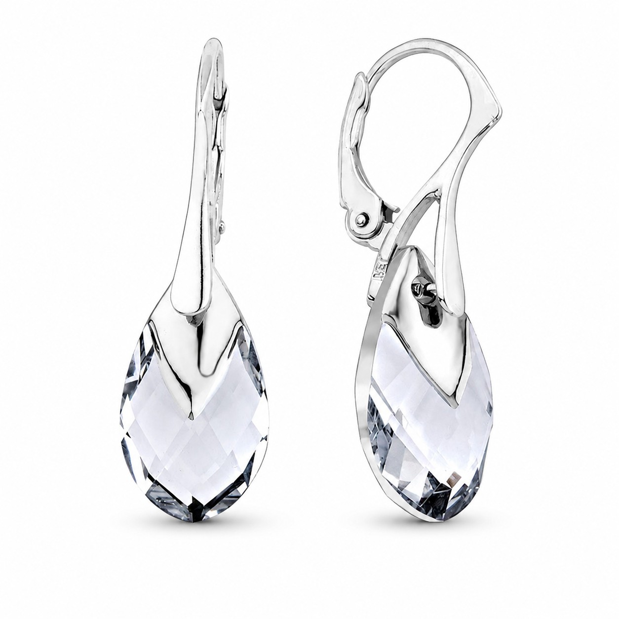 Sidabriniai auskarai „Baroque II (Light Chrome)“ su Swarovski® kristalais