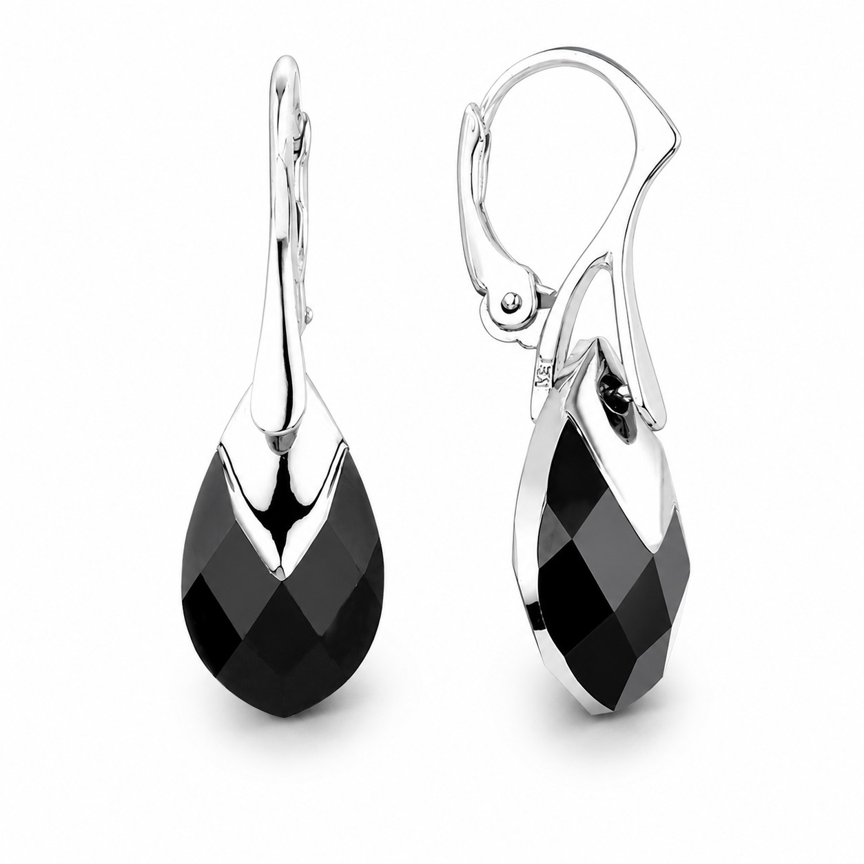 Sidabriniai auskarai „Baroque II (Jet Light Chrome)“ su Swarovski® kristalais