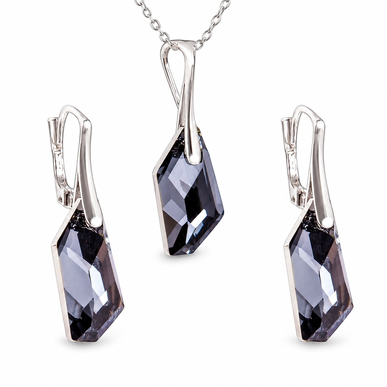 Sidabrinis papuošalų rinkinys moterims „Hyperborea (Silver Night)“ su Swarovski® kristalais