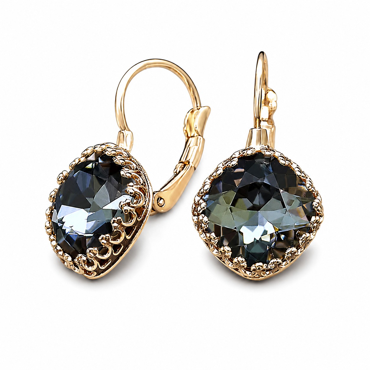 Auskarai „Vintage IV (Silver Night)“ su Swarovski® kristalais