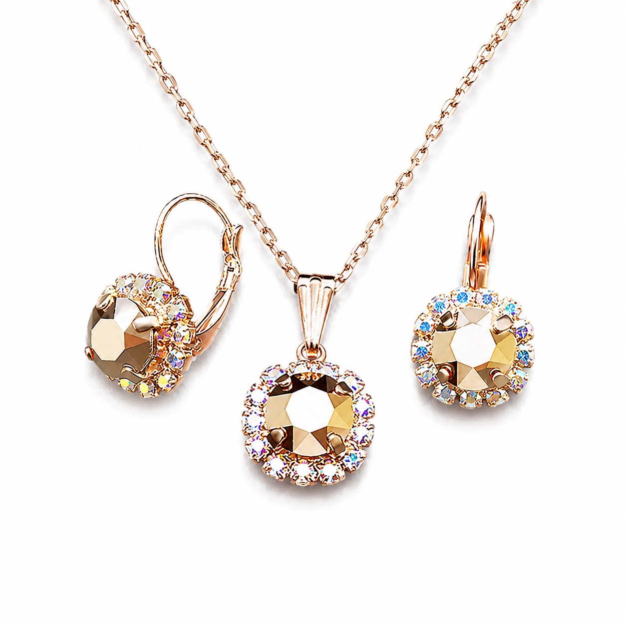 Papuošalų rinkinys moterims „Glory II (Rose Gold)“ su Swarovski® kristalais