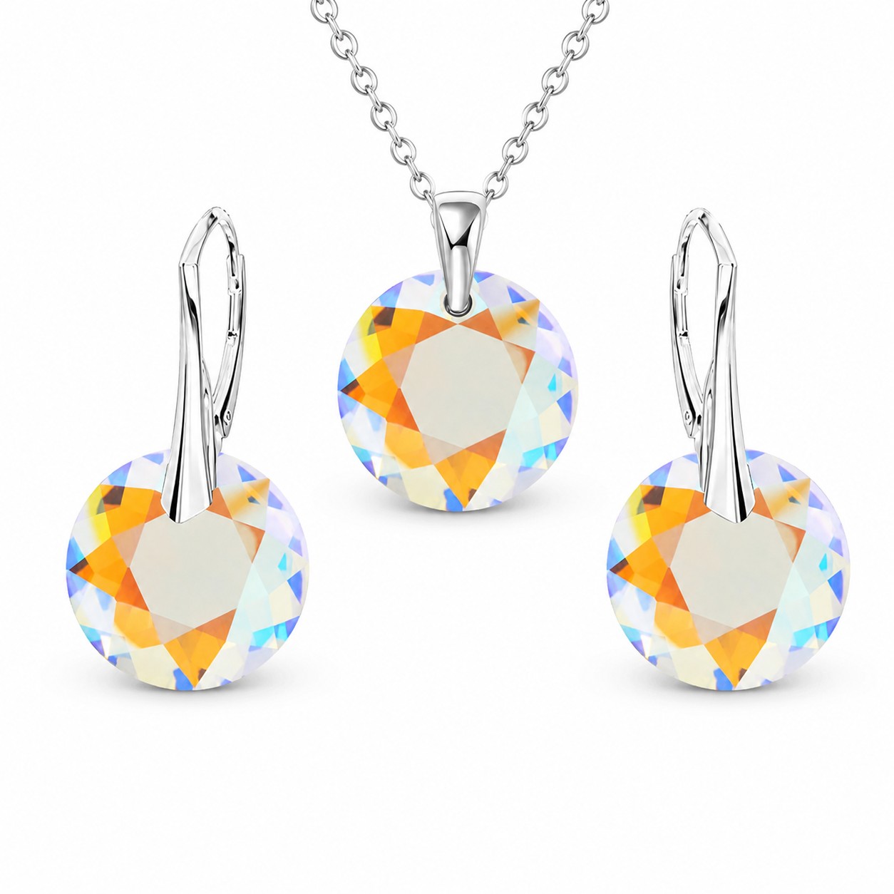 Sidabrinis papuošalų rinkinys moterims „Marianne (Shimmer)“ su Swarovski® kristalais