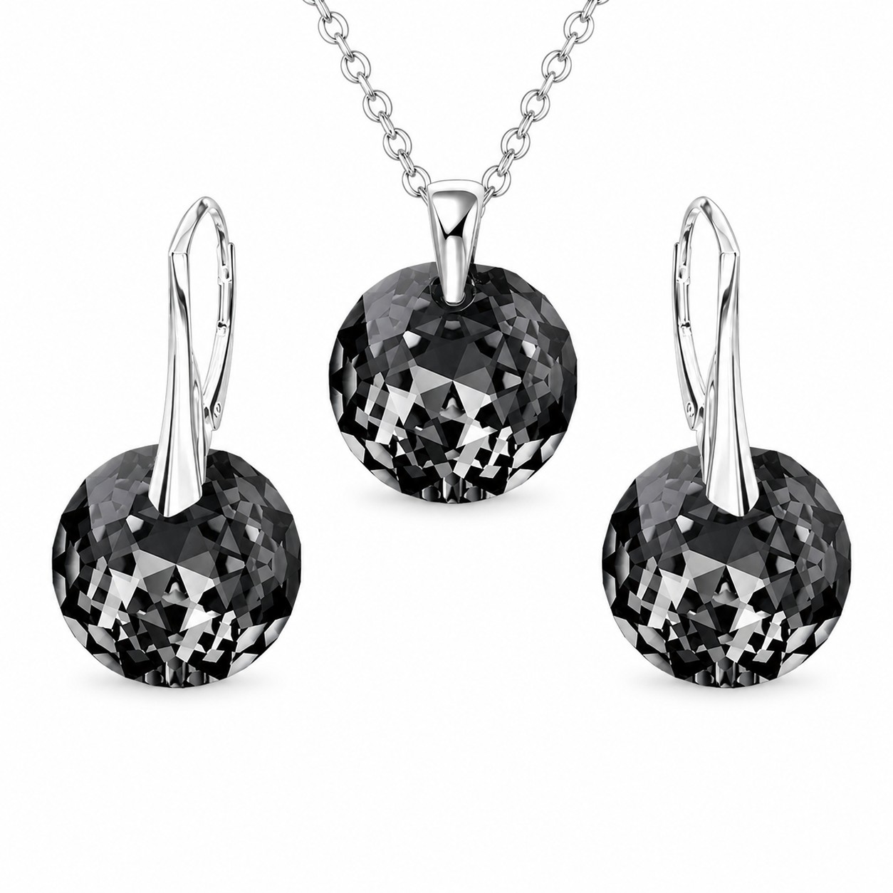 Sidabrinis papuošalų rinkinys moterims „Marianne (Silver Night)“ su Swarovski® kristalais
