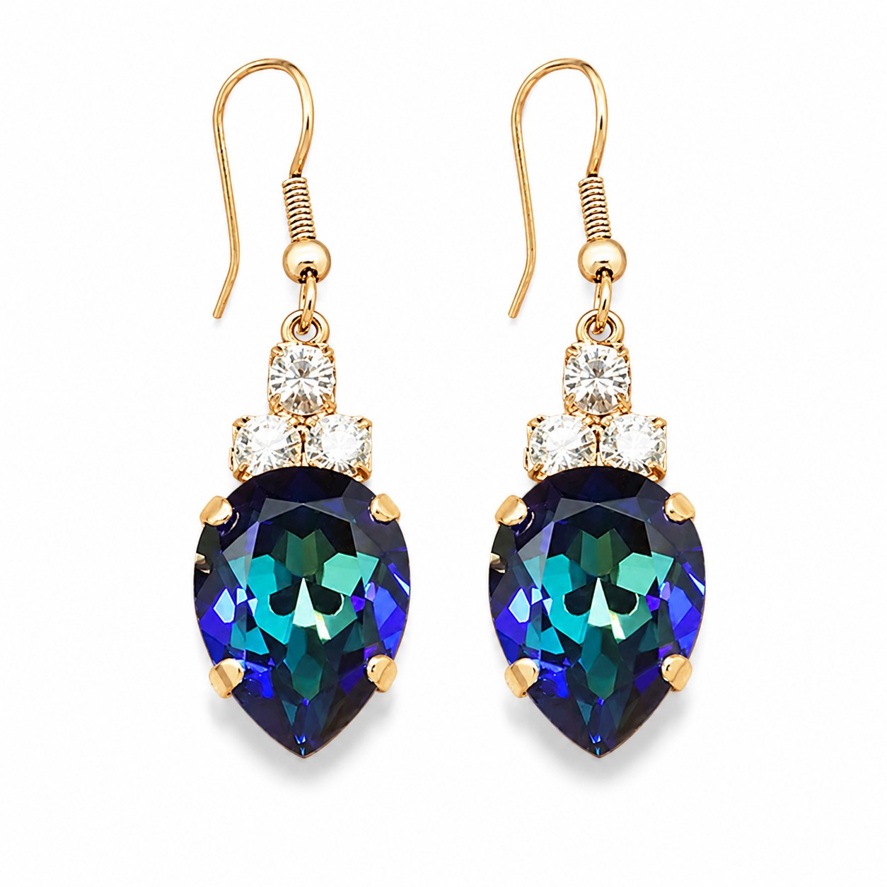Auskarai „Leonora (Bermuda Blue)“ su Swarovski® kristalais