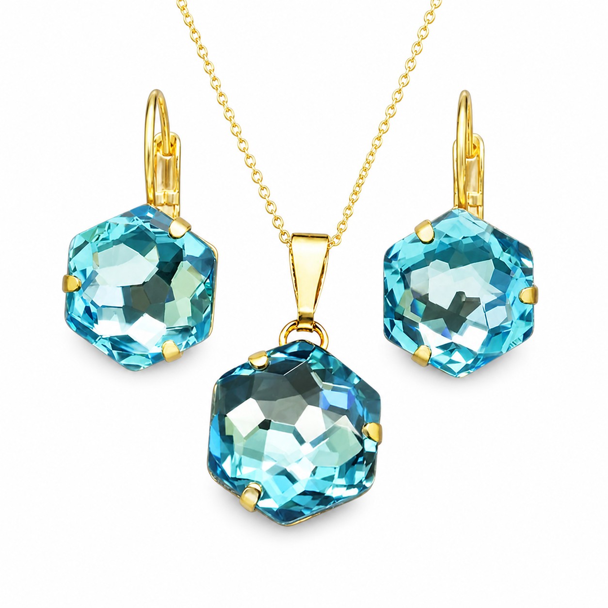 Papuošalų rinkinys moterims „Fantasy (Aquamarine)“ su Swarovski® kristalais