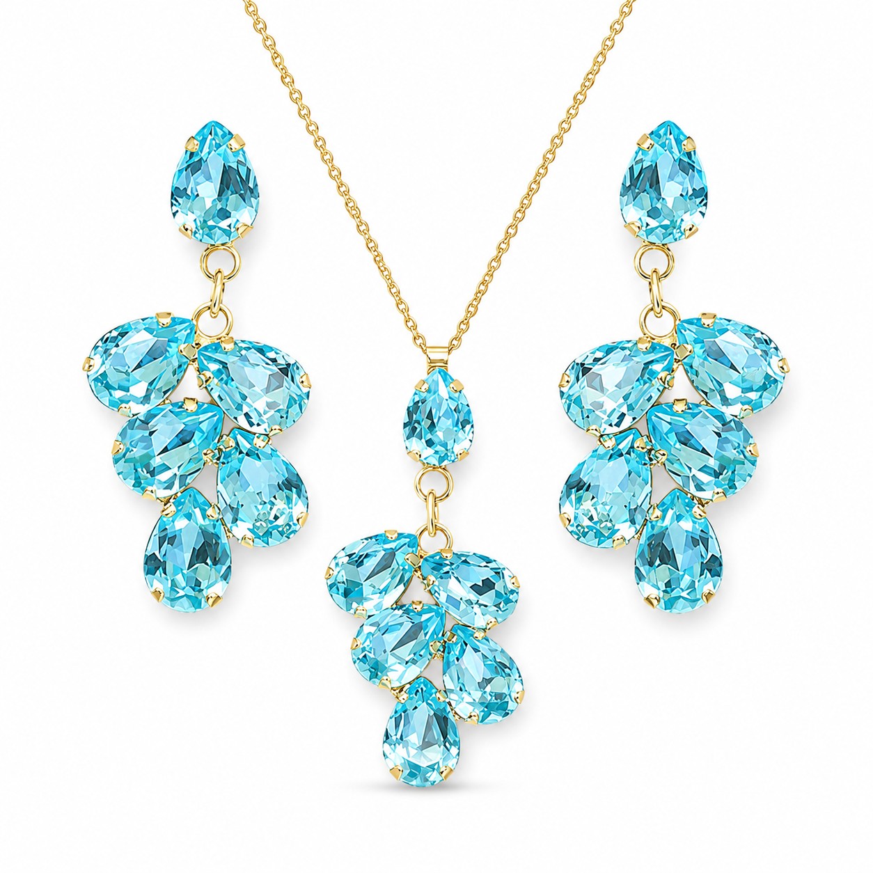 Papuošalų rinkinys moterims „Amber II (Aqua Bohemica)“ su Preciosa® kristalais
