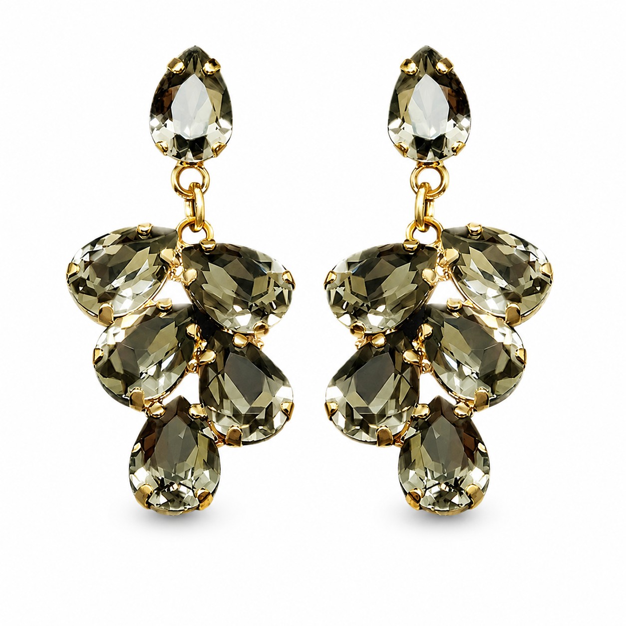 Auskarai „Amber II (Black Diamond)“ su Preciosa® kristalais