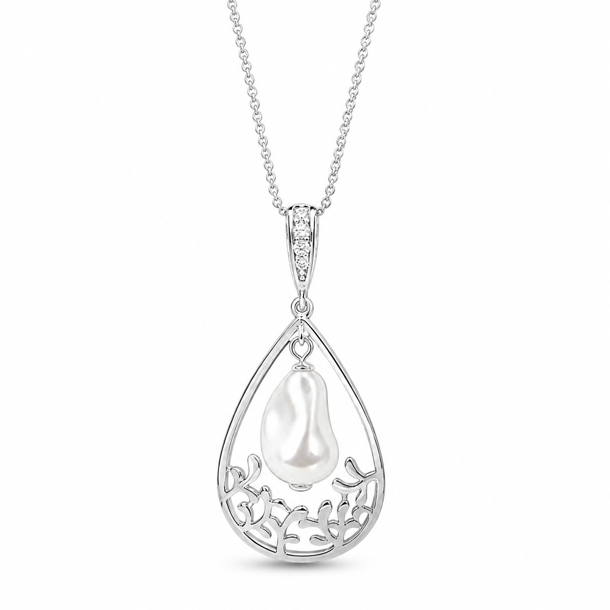 Sidabrinis pakabukas „Baroque Drop“ su Swarovski® perlais
