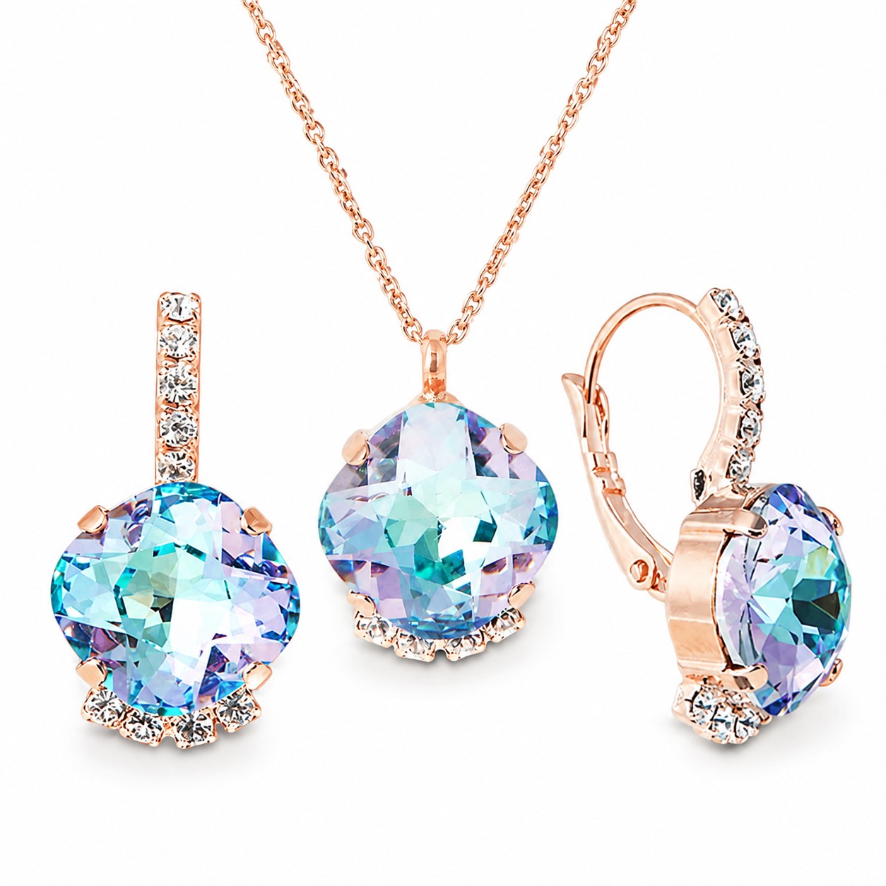 Papuošalų rinkinys moterims DiamondSky „Crete (Vitrail Light)“ su Preciosa® kristalais