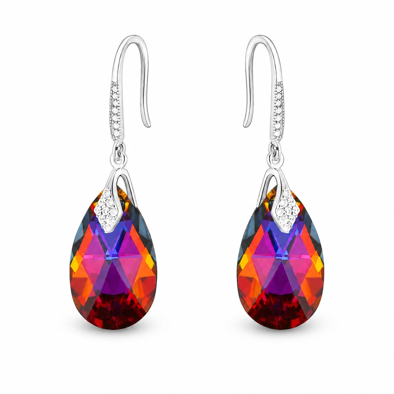 Sidabriniai auskarai „Baroque III (Volcano)“ su Swarovski® kristalais