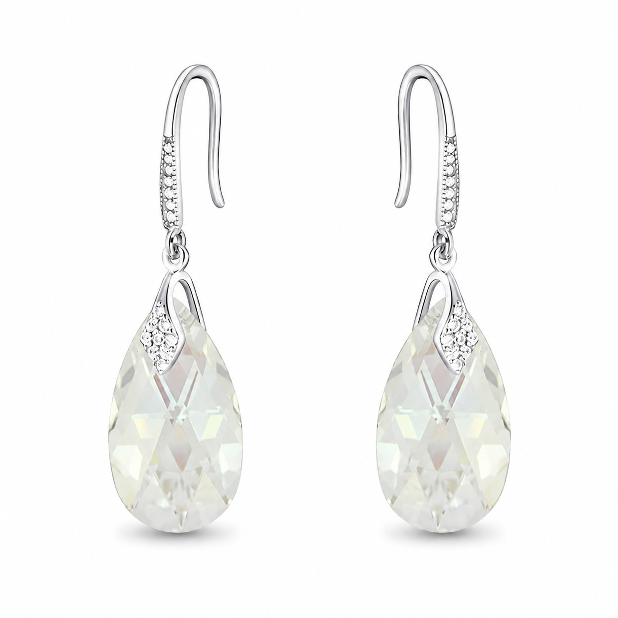 Sidabriniai auskarai moterims DiamondSky „Baroque III (Moonlight)“ su Swarovski kristalais