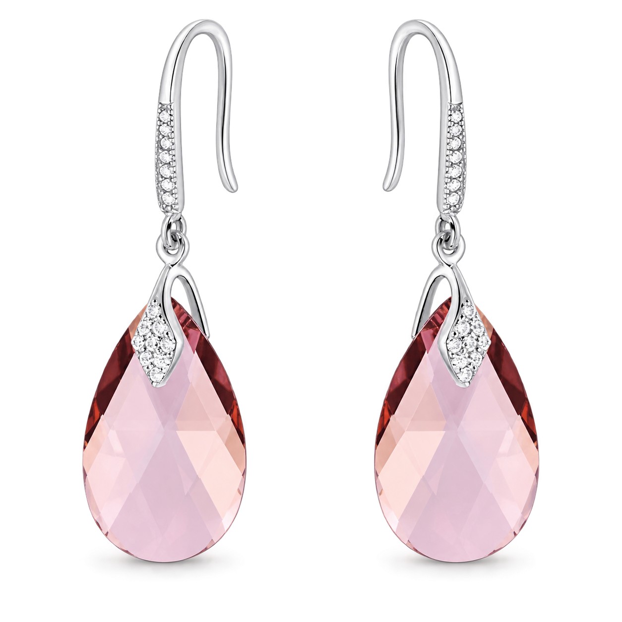Sidabriniai auskarai moterims DiamondSky „Baroque III (Antique Pink)“ su Swarovski kristalais