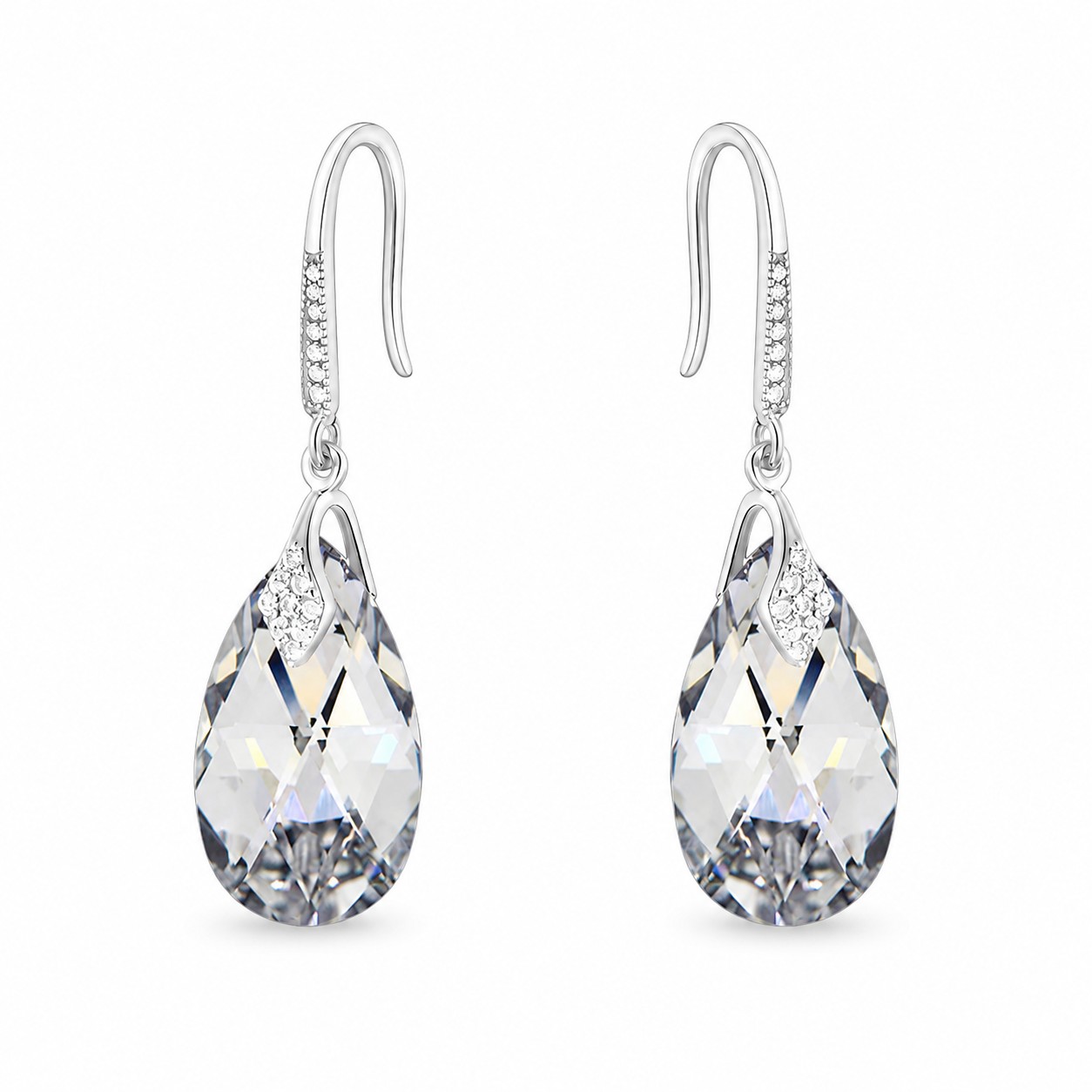 Sidabriniai auskarai „Baroque III (Comet Argent Light)“ su Swarovski® kristalais
