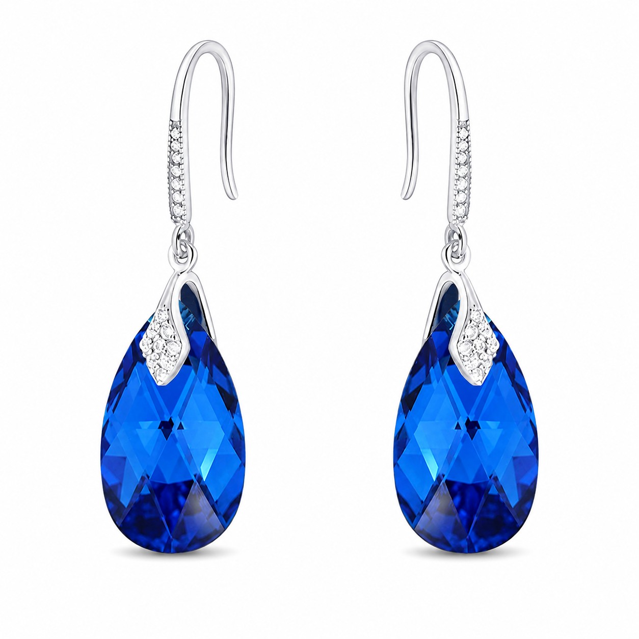 Sidabriniai auskarai „Baroque III (Capri Blue Comet Argent Light)“ su Swarovski® kristalais