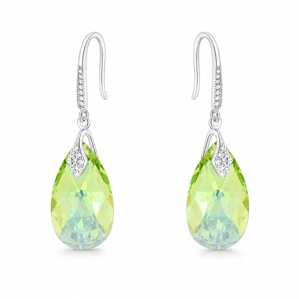 Sidabriniai auskarai „Baroque III (Peridot AB)“ su Swarovski® kristalais