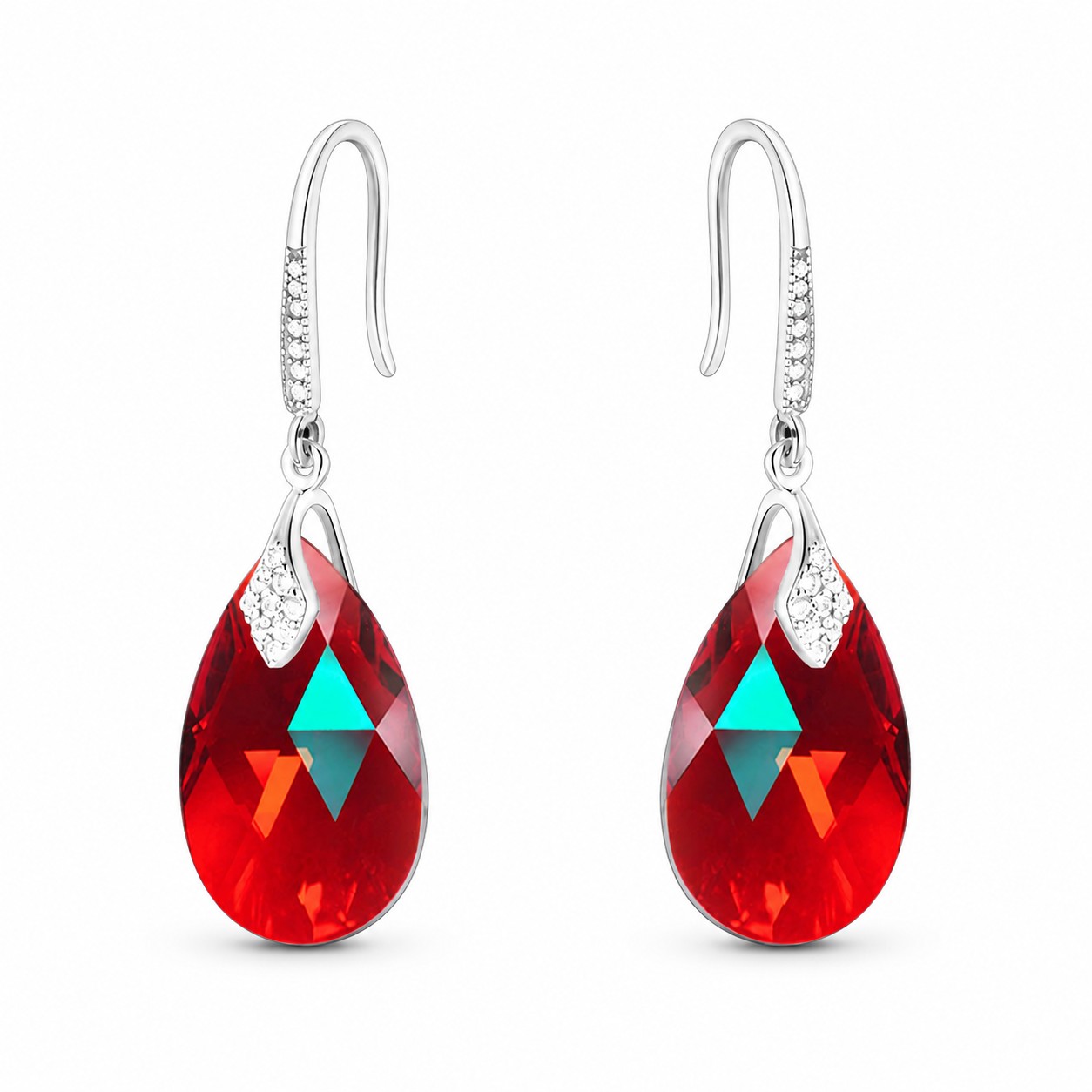 Sidabriniai auskarai „Baroque III (Light Siam Shimmer)“ su Swarovski® kristalais