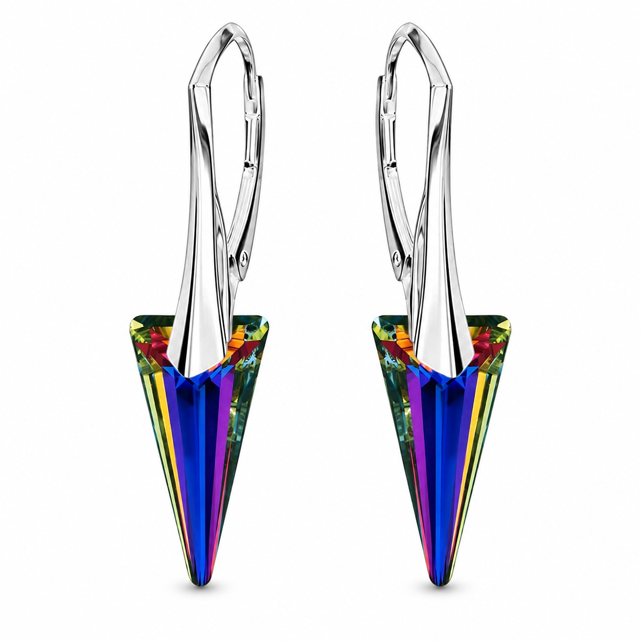 Sidabriniai auskarai „Spike II (Volcano)“ su Swarovski® kristalais