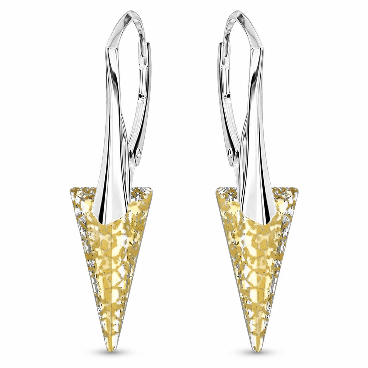 Sidabriniai auskarai „Spike II (Gold Patina)“ su Swarovski® kristalais