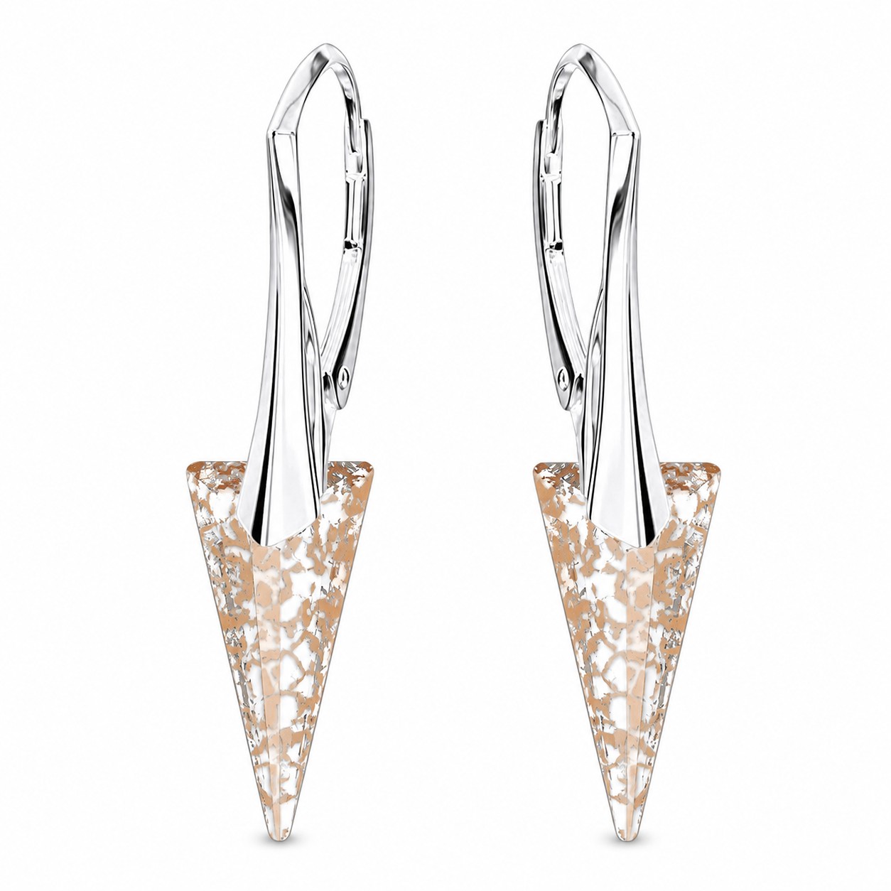 Sidabriniai auskarai moterims DiamondSky „Spike II (Rose Patina)“ su Swarovski kristalais