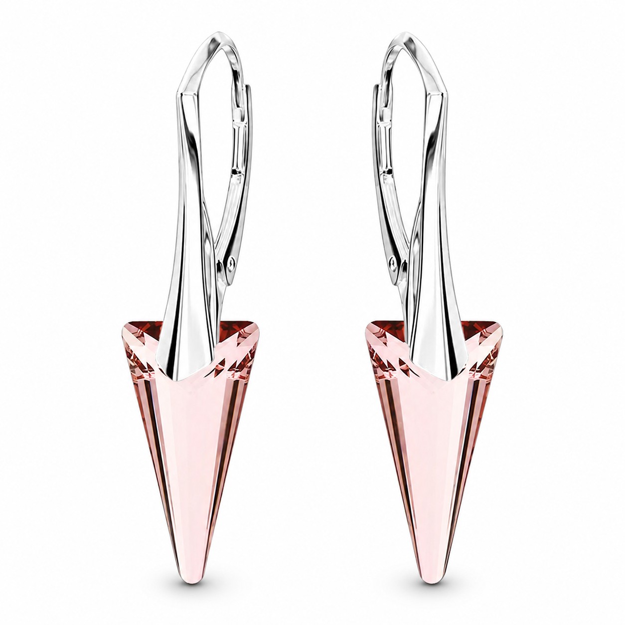 Sidabriniai auskarai moterims DiamondSky „Spike II (Antique Pink)“ su Swarovski kristalais