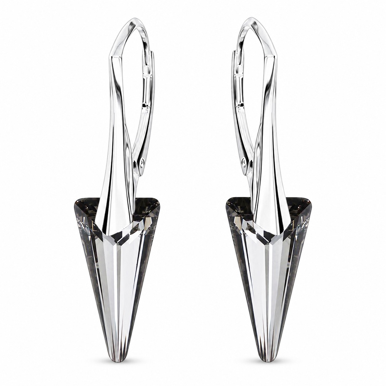 Sidabriniai auskarai „Spike II (Silver Night)“ su Swarovski® kristalais