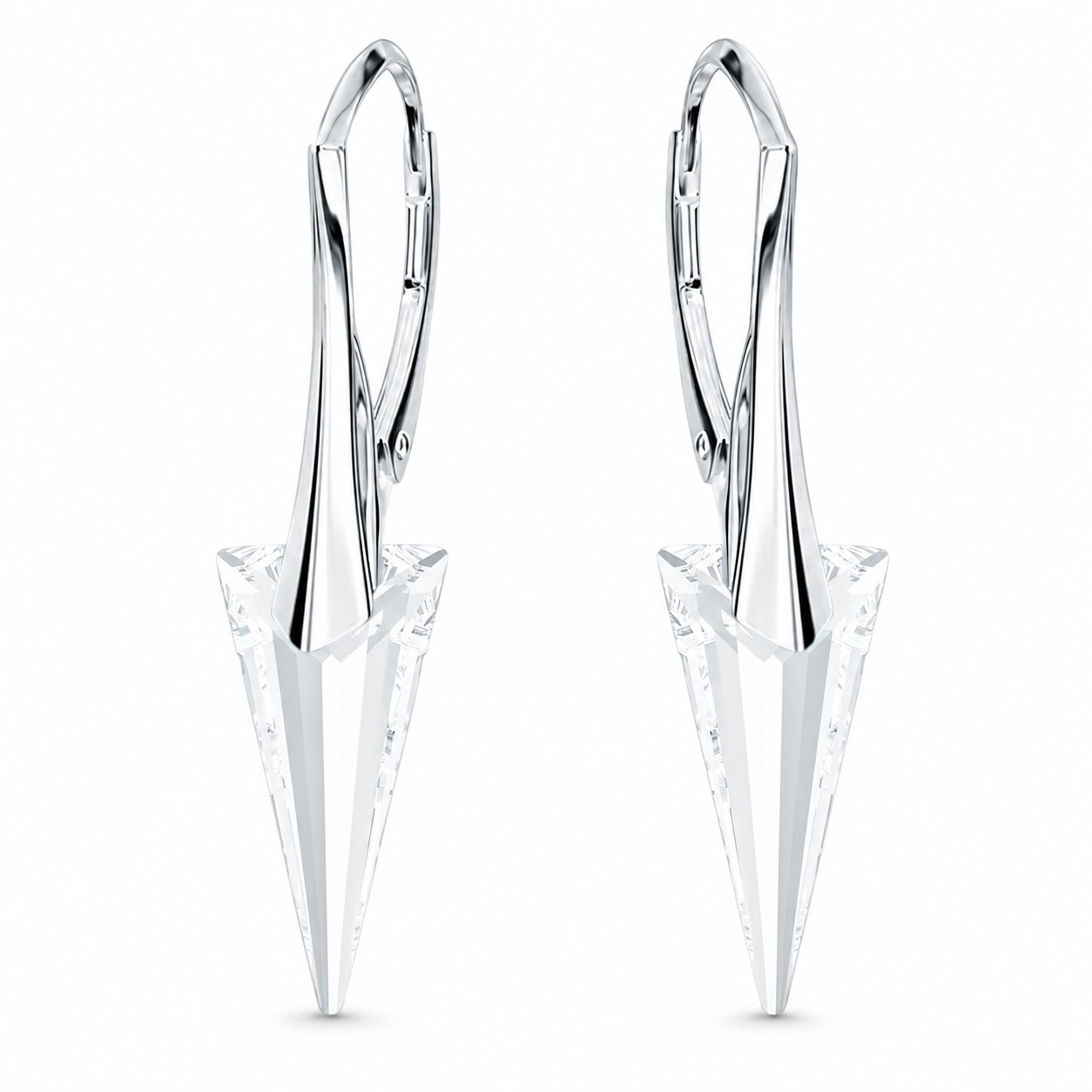 Sidabriniai auskarai „Spike II“ su Swarovski® kristalais