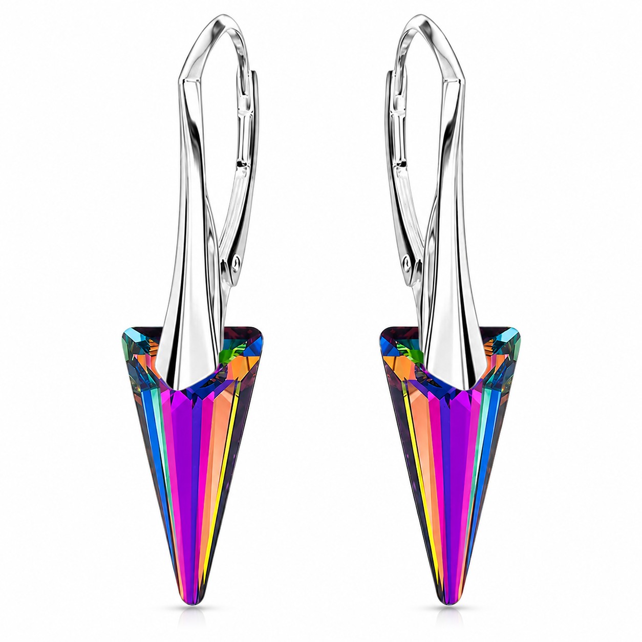 Sidabriniai auskarai „Spike II (Vitrail Medium)“ su Swarovski® kristalais