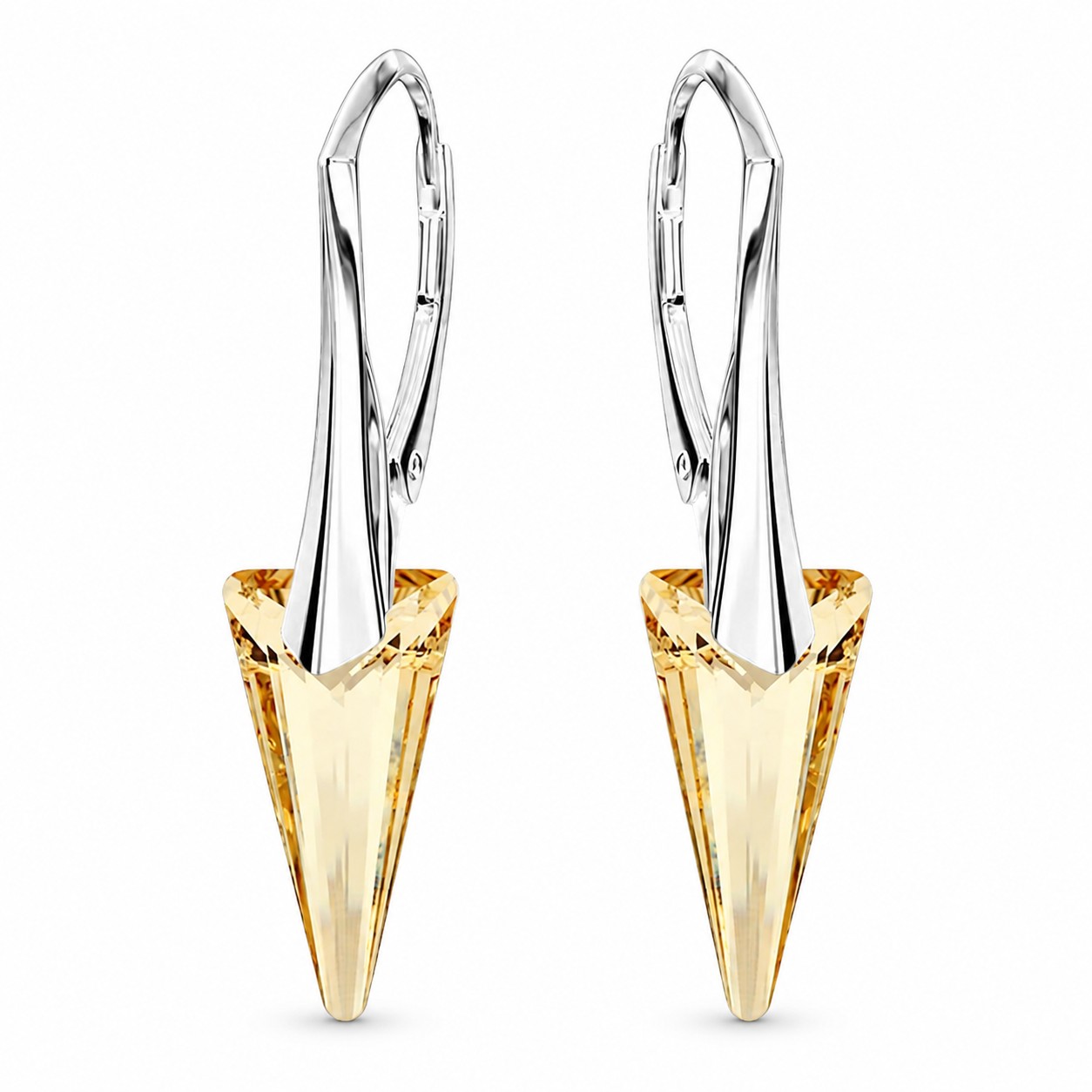 Sidabriniai auskarai moterims DiamondSky „Spike II (Golden Shadow)“ su Swarovski kristalais