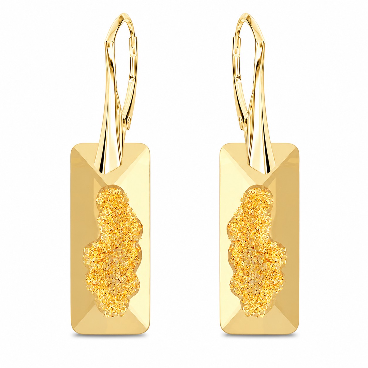 Sidabriniai auskarai moterims DiamondSky „Growing Crystal II (Golden Shadow)„ su Swarovski kristalais
