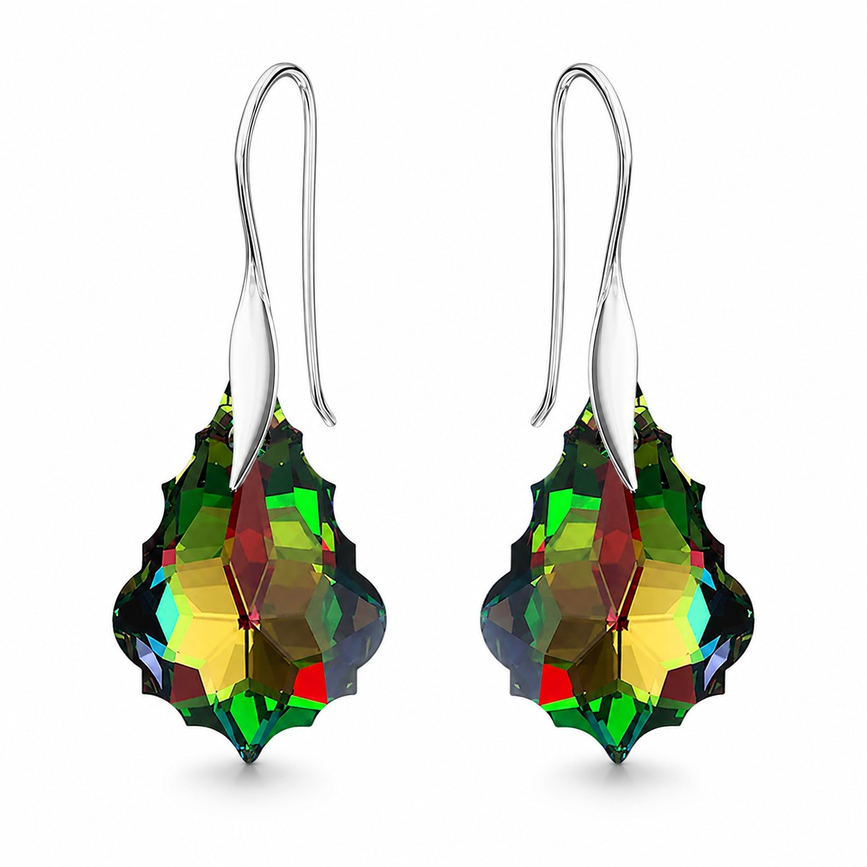 Sidabriniai auskarai moterims DiamondSky „Baroque IV (Vitrail Medium)„ su Swarovski kristalais