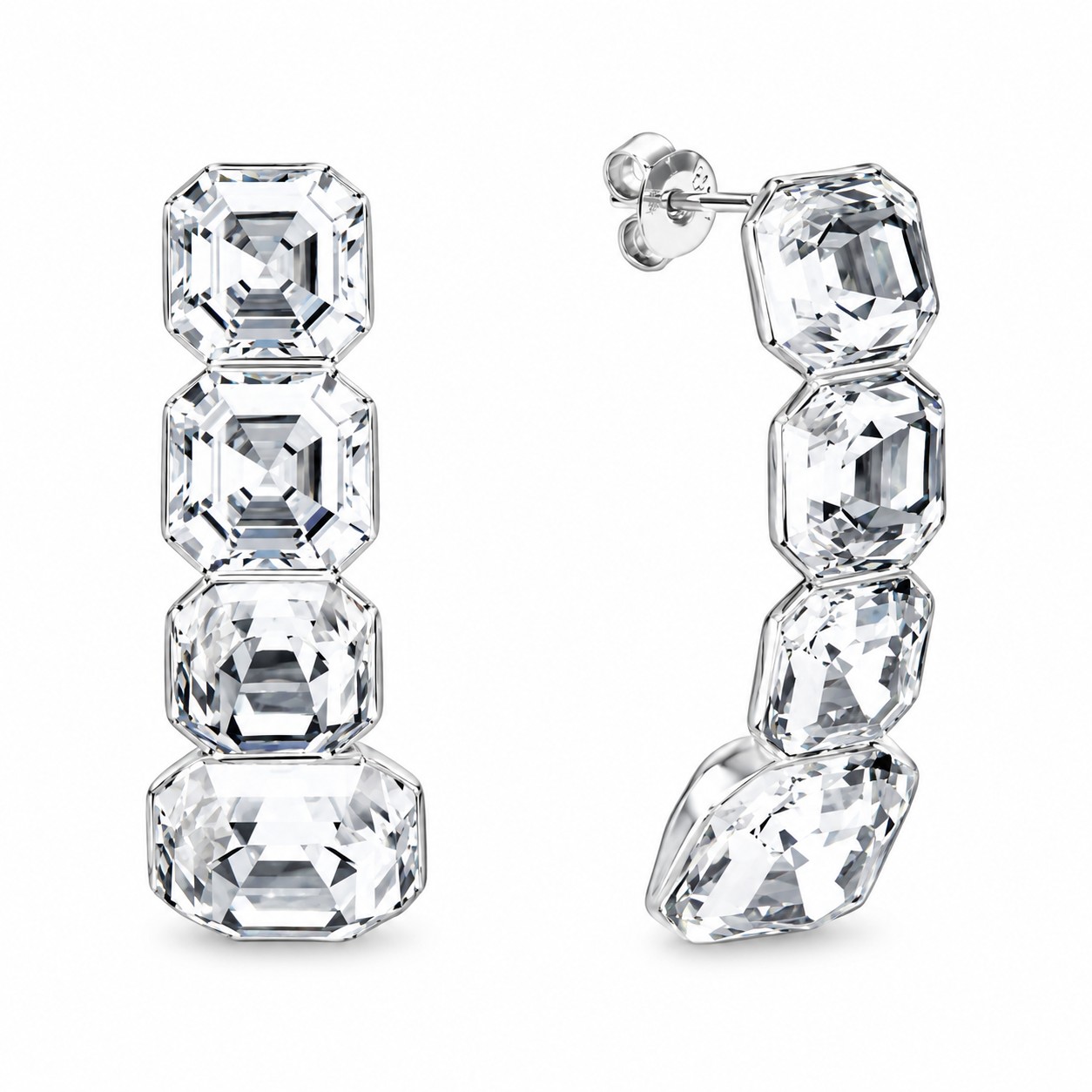 Sidabriniai auskarai moterims DiamondSky „Imperial“ su Swarovski kristalais