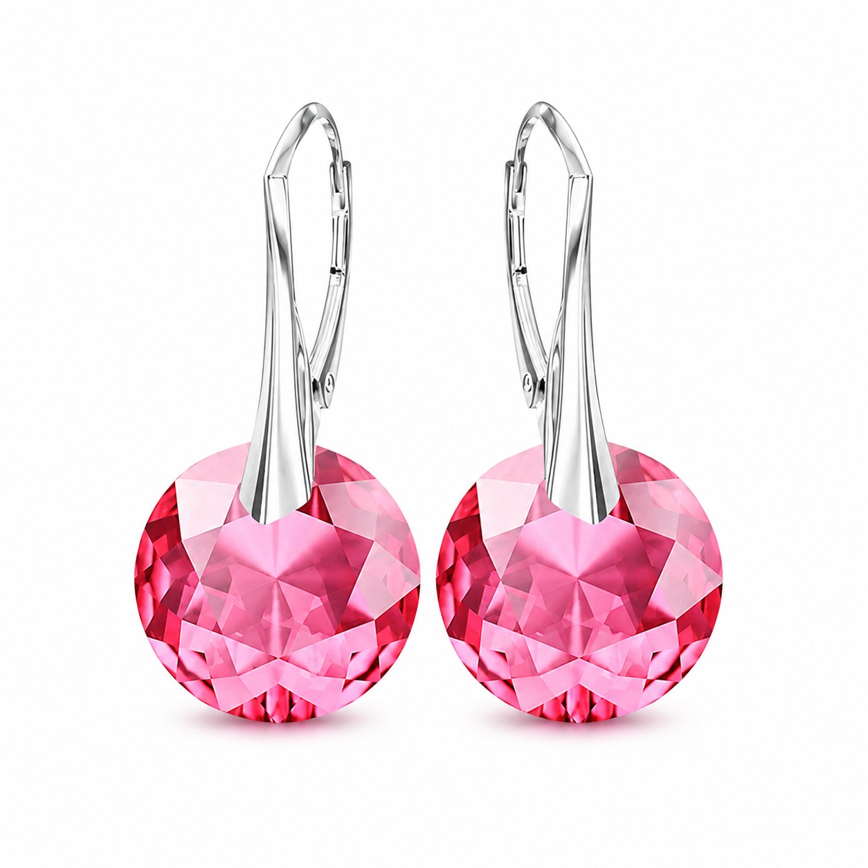 Sidabriniai auskarai „Marianne (Rose)“ su Swarovski® kristalais