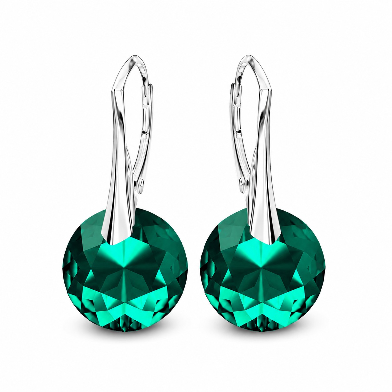 Sidabriniai auskarai moterims DiamondSky „Marianne (Emerald)“ su Swarovski kristalais