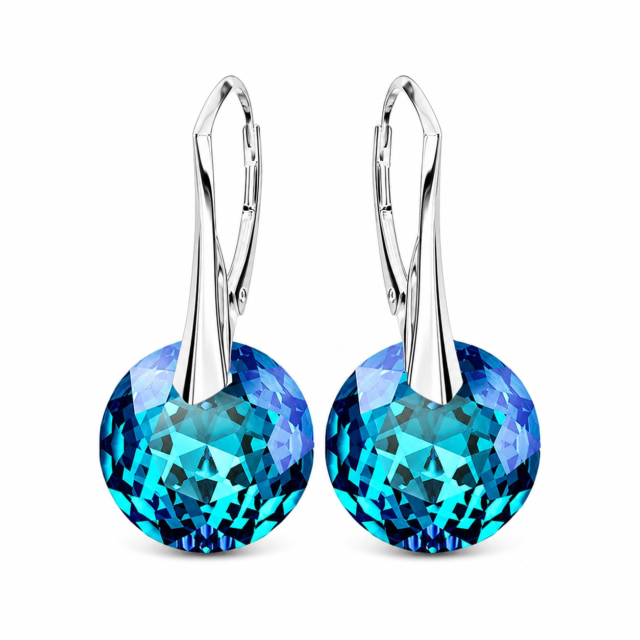 Sidabriniai auskarai „Marianne (Bermuda Blue)“ su Swarovski® kristalais