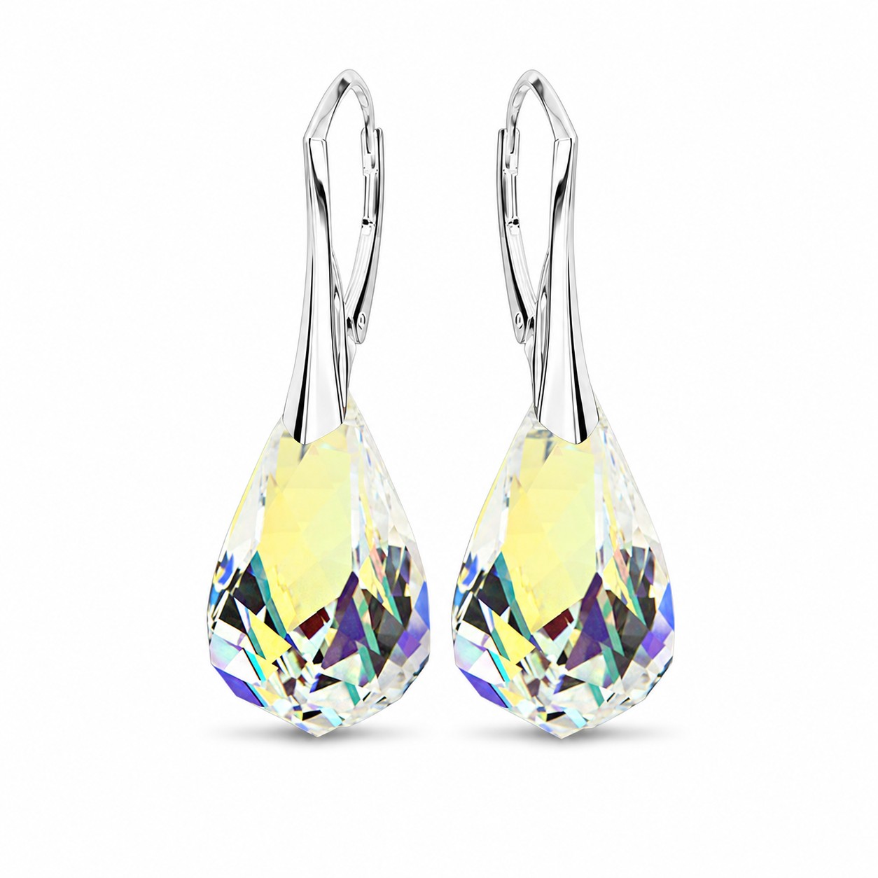 Sidabriniai auskarai „Helix (Aurora Borealis)“ su Swarovski® kristalais