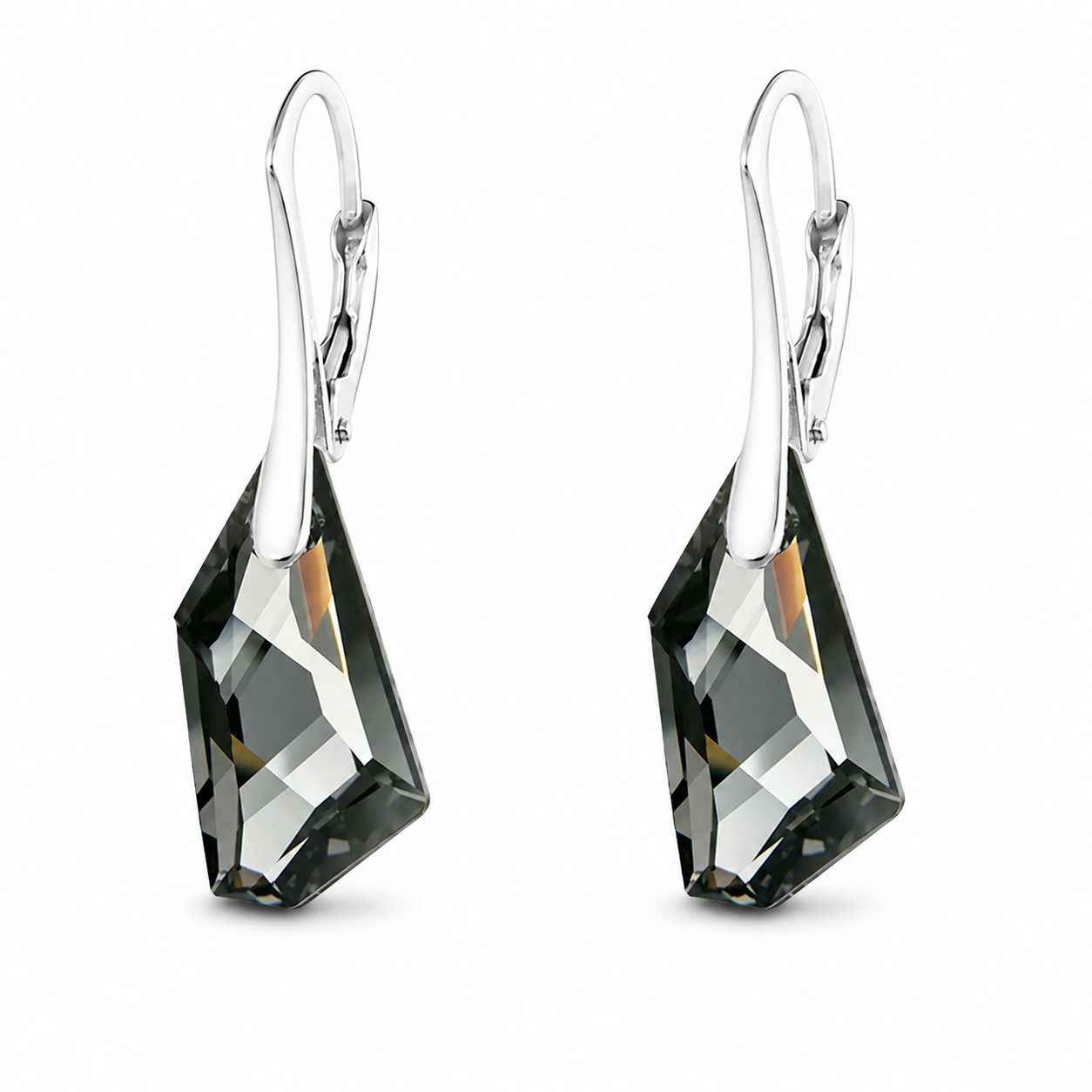 Sidabriniai auskarai „Hyperborea (Silver Night)“ su Swarovski® kristalais