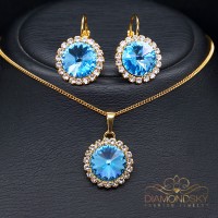 Komplekts "Klaris (Aquamarine Blue)" ar Swarovski™ kristāliem