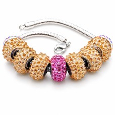 Apyrankė moterims DiamondSky „BeCharmed Pavé IV (Jonquil & Fuchsia)“ su Swarovski kristalais