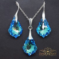 Sudraba komplekts "Baroka IV (Aquamarine Blue AB)" ar Swarovski™ kristāliem