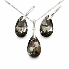 Sidabrinis papuošalų rinkinys moterims „Baroque (Silver Night)“ su Swarovski® kristalais