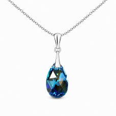 Серебряный кулон 925 пробы «Барокко (Aquamarine Blue AB)» с кристаллами Swarovski®