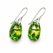 Sudraba auskari „Baroks (Peridot AB)“ ar Swarovski® kristāliem