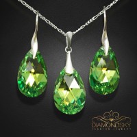 Sudraba komplekts "Baroka (Peridot AB)" ar Swarovski™ kristāliem